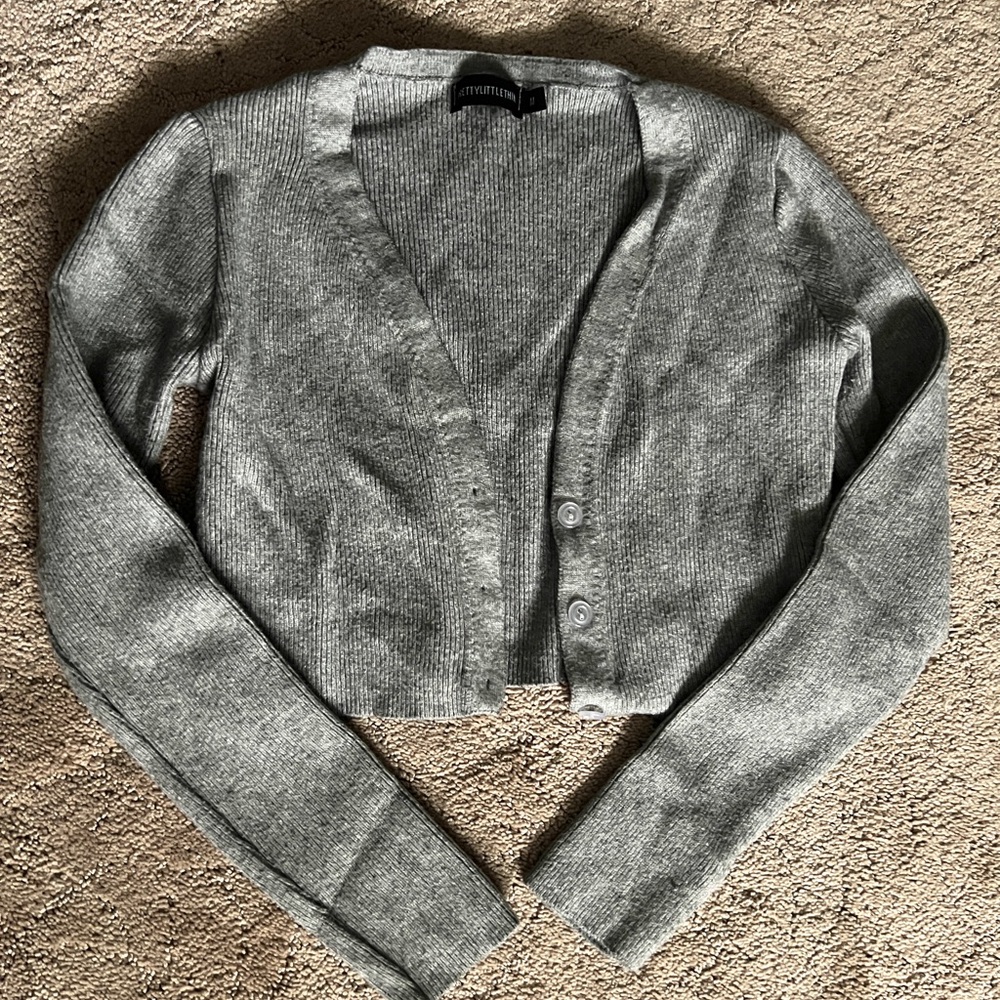 Pretty Little Thing- Gray Cardigan Sweater